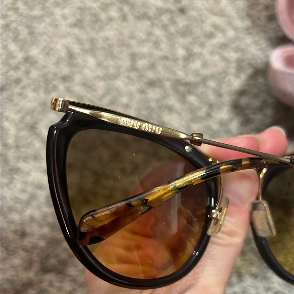Miu Miu Black Frame Sunglasses with Brown Gradient Lenses - Picture 3 of 5
